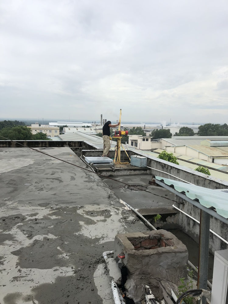 Công trình chống thấm sân thượng và hành lang toà 4 lầu cho công ty jumo khu công nghiệp long thành 